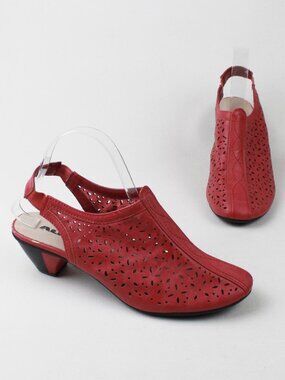 Leather Perforated Slingback Sandals